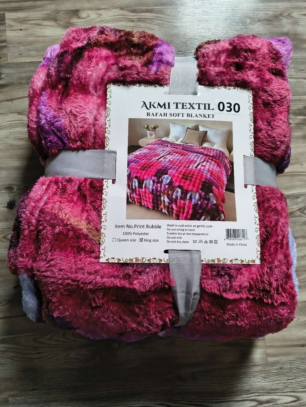 AKMI Textiles King Sized Soft Blanket Pink Purple Floral